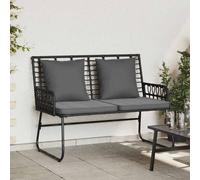 Garden Bench 2-Seater 113x69x83 cm Black Anthracite Poly Rattan Outdoor Seating