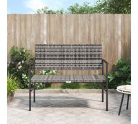 Garden Bench 2-Seater Grey PE Rattan with Powder-Coated Steel Frame 109x62x88cm