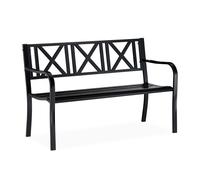 Garden Bench 2 Seater Metal Bank Park Bench Balcony Bank Sitting Bench Black