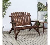 Garden Bench 2-Seater Solid Spruce Dark Brown 119x85x98 cm OutdoorAdirondack