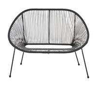 Garden Bench ACAPULCO II 113 cm PE Rattan Black