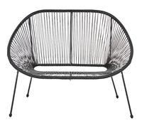 Garden Bench ACAPULCO II 113 cm PE Rattan Black