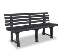 Garden bench Anthracite 145.5cm Weatherproof Plastic Outdoor 2-Seater Seat Easy