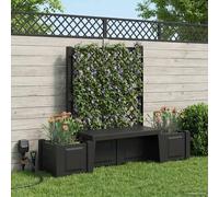 Garden Bench Anthracite PP 173x49x135.5cm Outdoor Seat with Planters & Trellis
