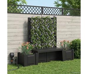 Garden Bench Anthracite PP 173x49x135.5cm Outdoor Seat with Planters & Trellis