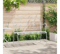 Garden Bench White Steel 104 x 54 x 93 cm Outdoor 2-Seater Solid Steel Rustproof