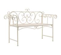 Garden bench Antique white 132cm Metal Vintage scrollwork decorative seat patio