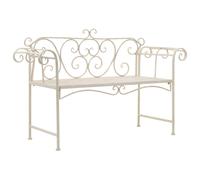 Garden bench Antique white 132cm Metal Vintage scrollwork decorative seat patio