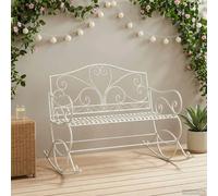 Garden Bench Antique White Steel 2-Seater 112x96x89cm Vintage Rocking Patio Seat