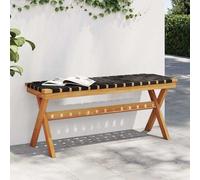 vidaXL Garden Bench Black Solid Wood Acacia and Fabric