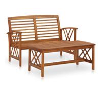Garden bench & coffee table set - Solid acacia wood, 119x67x83cm bench 102x50cm
