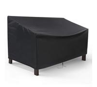 Garden Bench Cover 210D Oxford Fabric Waterproof PVC Lining Air Vents Adjustable Drawstring Straps Padded Handles Storage Bag Black 2 3 4 Seater Outdoor Furniture Protection(190 * 66 * 89cm)