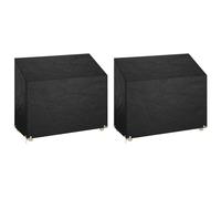 Garden Bench Cover 2pcs Black PE 130x70x70/88cm UV Water-Resistant with 8 eyelet