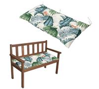 Garden Bench Cushion 2/3 Seater, 150x50cm Waterproof Replacement Pad Long Bench Cushion Outdoor with Non-Slip Straps, 8cm Thick Seat Cushions for Dining Bench Indoor (Green Leaves,150 * 50 * 8CM)