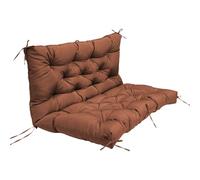Garden Bench Cushion 2 Seater with Backrest, Waterproof Swing Bench Seat, Replacement Soft Pad 100cm with Ties for Patio Furniture Kitchen, Wicker loveseat, Patio Chair and Dining Bench (Coffee)