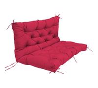 Garden Bench Cushion 2 Seater with Backrest, Waterproof Swing Bench Seat, Replacement Soft Pad 100cm with Ties for Patio Furniture Kitchen, Wicker loveseat, Patio Chair and Dining Bench (Red)