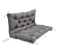 Garden Bench Cushion 2 Seater with Backrest, Waterproof Swing Bench Seat, Replacement Soft Pad 100cm with Ties for Patio Furniture Kitchen, Wicker loveseat, Patio Chair and Dining Bench (Gray)