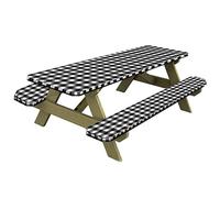 Garden Bench Cushion Picnic Table Bench Cover Outdoor Replacement Cushions Waterproof Elastic Rectangular Fitted Tablecloth Black