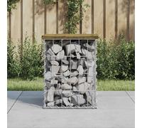 Garden Bench Dark Brown 33x31x42 cm Solid Pine Top Galvanised Steel Gabion Seat
