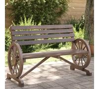 Garden bench dark brown solid fir wood 58x58x78.5cm wagon wheel armrests compact