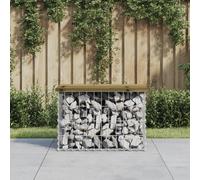 Garden Bench Dark Brown Solid Pine Seat 63x44x42cm Galvanised Steel Gabion Base