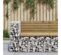 Garden bench Dark Brown Solid Pine Top Galvanised Steel Gabion Base 92x71x65.5cm