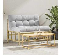 Garden bench light grey steel 110x75x71 cm textilene outdoor seat w/ cushion set