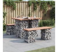 Garden Bench Natural Douglas 100x70x72 cm Solid Pine Wood Gabion Base Galv Steel