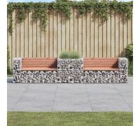 Garden bench Natural Douglas solid pine 314x71x65.5cm Galvanised gabion Outdoor