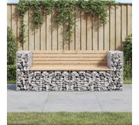 Garden bench natural pine 184x71x65.5 cm solid pine top galvanised gabion seats
