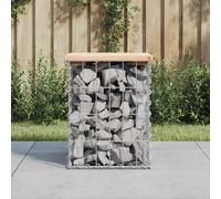 Garden bench natural pine 33x31x42 cm solid pine top galvanised gabion base seat