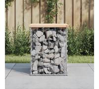 Garden Bench Natural Pine 33x31x42 cm Solid Pine Wood Gabion Steel Base Compact