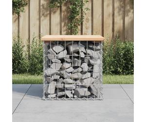 Garden bench Natural pine 43x44x42cm solid pine top galvanised gabion base 110kg