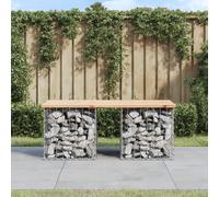 Garden Bench Natural Pine Solid Pine Wood 103x44x42cm Gabion Steel Base Outdoor