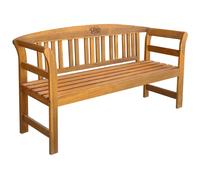 Garden bench Natural solid acacia wood 157cm engraved rose carved backrest 42cm