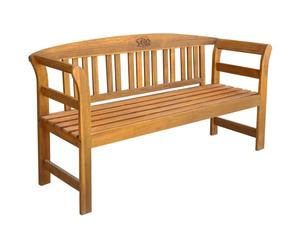 Garden bench Natural solid acacia wood 157cm engraved rose carved backrest 42cm