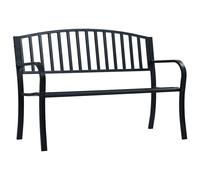 vidaXL Garden Bench 125cm Black Steel Wood Outdoor Patio Seating Furniture