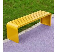 Garden Bench, Outdoor Plastic Wood Slat Design, No Backrest, Heavy Duty 500kg Capacity, 100cm/39in - Perfect for Patios, Parks, and Gardens.