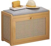 Garden Bench Outdoor Rest Area Apartment Balconies Benchoutdoor Benches Weatherproof Metal Potting Outside Seat，Entryway Shoe Storage Cabinet Bench with Linen Cushion Seat, Wooden 2-Tier Sho