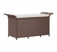 vidaXL Garden Bench Patio Outdoor Bench Seat with Cushion Brown Poly Rattan