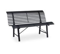 Relaxdays Garden Bench, 2 Seater, 130 x 75 x 79 cm (LxWxH), Durable Steel, Weatherproof Outdoor Seating, Anthracite, 79 x 130 x 75 cm