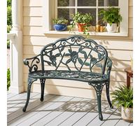 Outsunny Garden Bench Porch Park Chair Seater Antique Rose Style Aluminium In Green Green