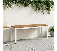 Garden Bench Rectangular 108.5 x 35 x 45 cm Natural and White Solid Acacia Wood