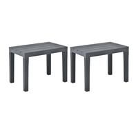 Garden bench set 2 pcs Anthracite plastic 60x38.5x45cm wood-effect weatherproof