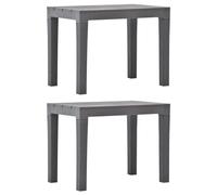 Garden Bench Set 2 pcs Mocha Plastic 60x38.5x45cm Weatherproof Wood-Look Outdoor