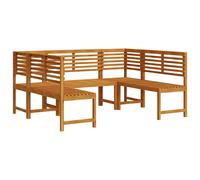 Garden Bench Set Brown Solid Acacia Wood Outdoor Furniture Rustic Patio vidaXL