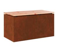 Garden bench Weathering steel 80x40x43cm Solid Douglas wood top Steel frame Eco