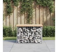 Garden Bench Solid Pine 63x44x42 cm Natural Pine Gabion Steel Base Outdoor Seat