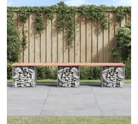 Garden Bench Solid Pine Natural Douglas 203x44x42 cm Gabion Steel Base OutdoorXL