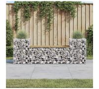Garden Bench Solid Pine Top with Galvanised Gabion Base Dark Brown 183x41x60.5cm